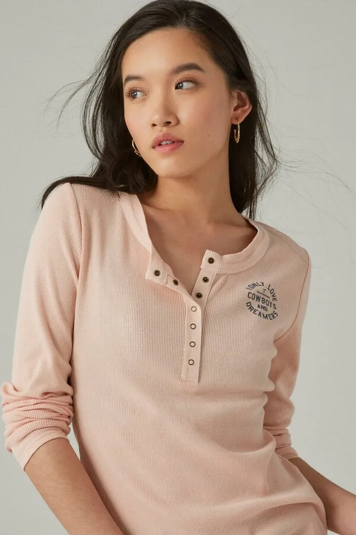 Yellowstone I Only Love Cowboys Button Henley