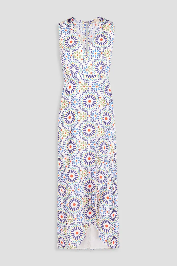 Karla wrap-effect printed voile midi dress