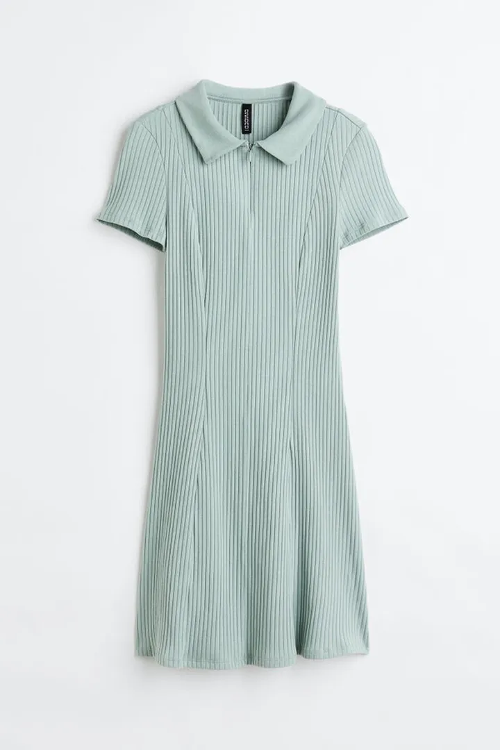 Collared Ribbed Dress