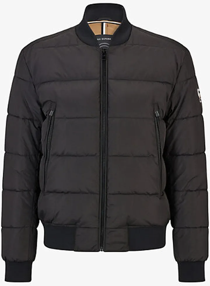Mens Black Quilted Shell Bomber Jacket
