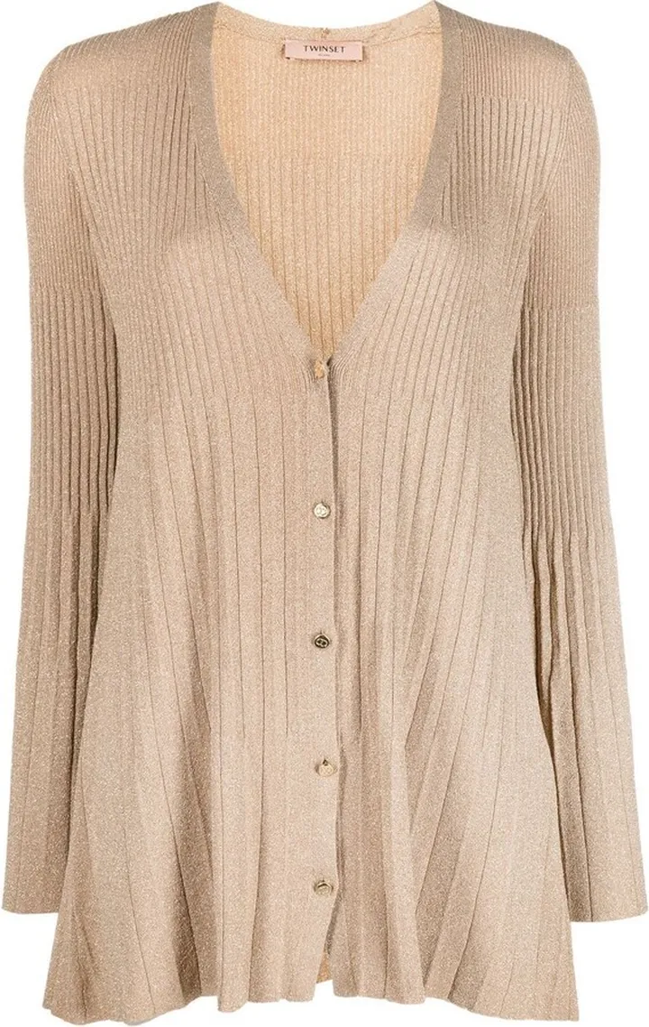 V-neck knit cardigan