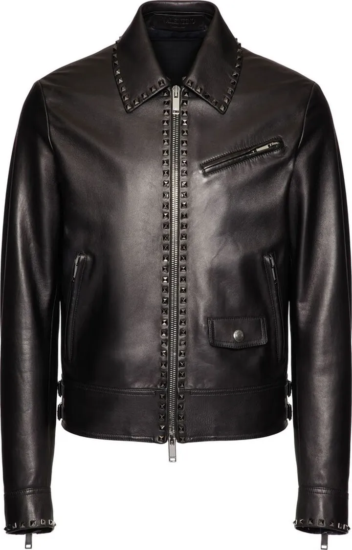 Untitled studs leather jacket