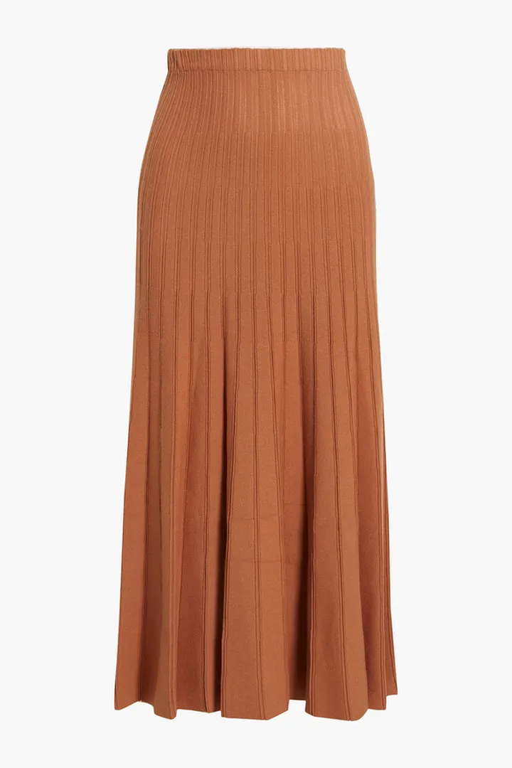 Laine pleated knitted midi skirt
