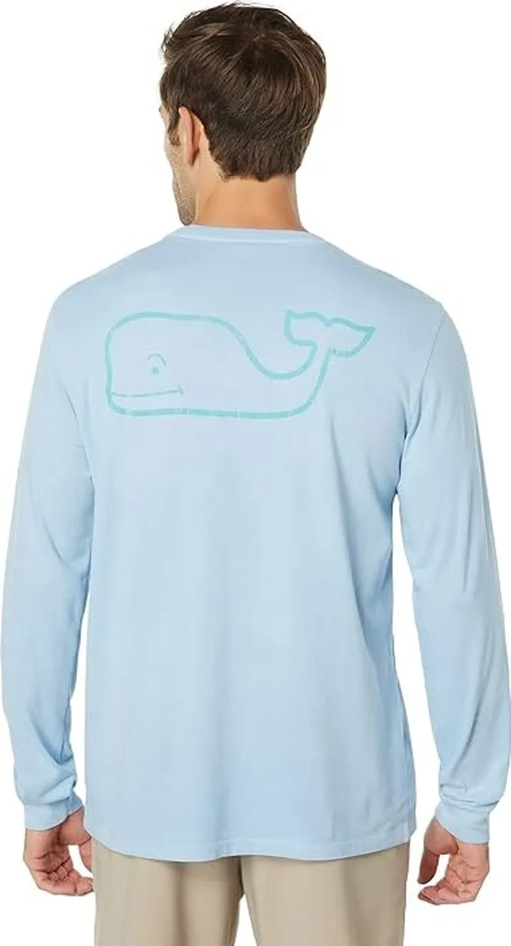 Vineyard Vines Long Sleeve Vintage Whale Pocket Tee (Jake Blue) Men's Clothing