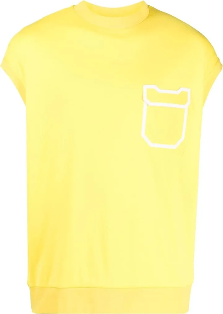 flap-pocket cap-sleeved T-shirt