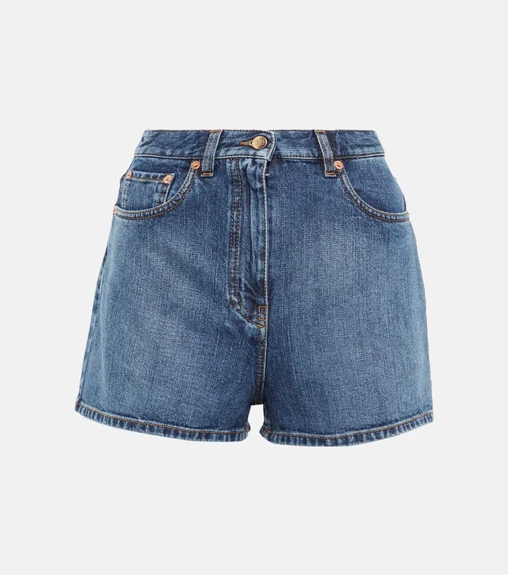 High-rise denim shorts