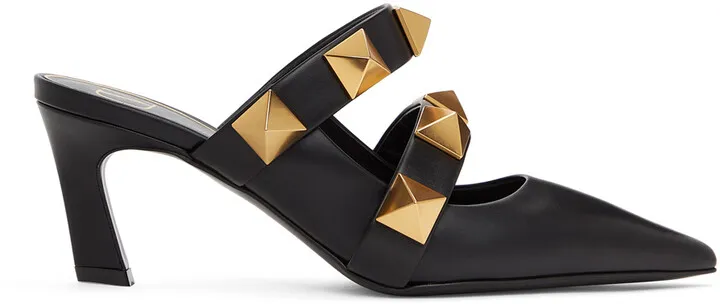 Valentino Garavani Black Valentino Garavani Roman Rockstud Strap Heels