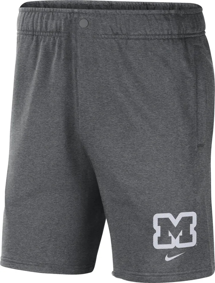 Michigan Nike Men's College Fleece Shorts in Grey