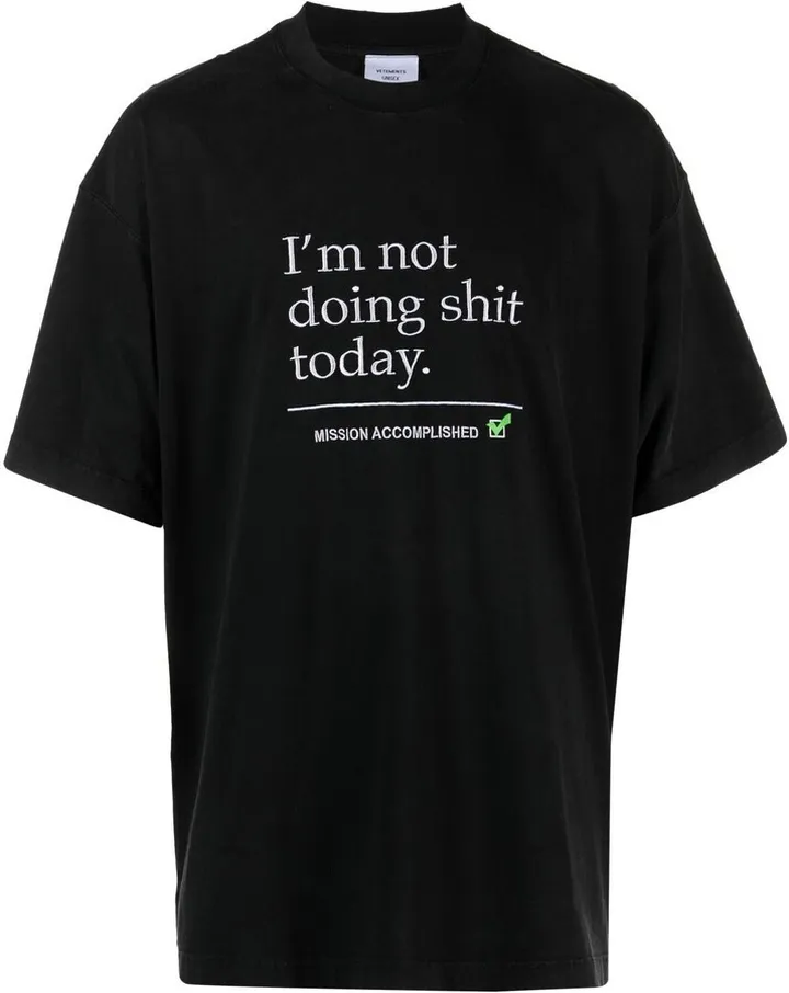 Black Embroidered Cotton T-Shirt