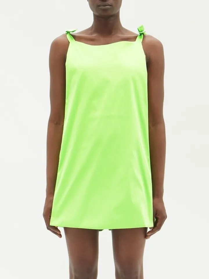 Ruby Tie-shoulder Taffeta Mini Dress