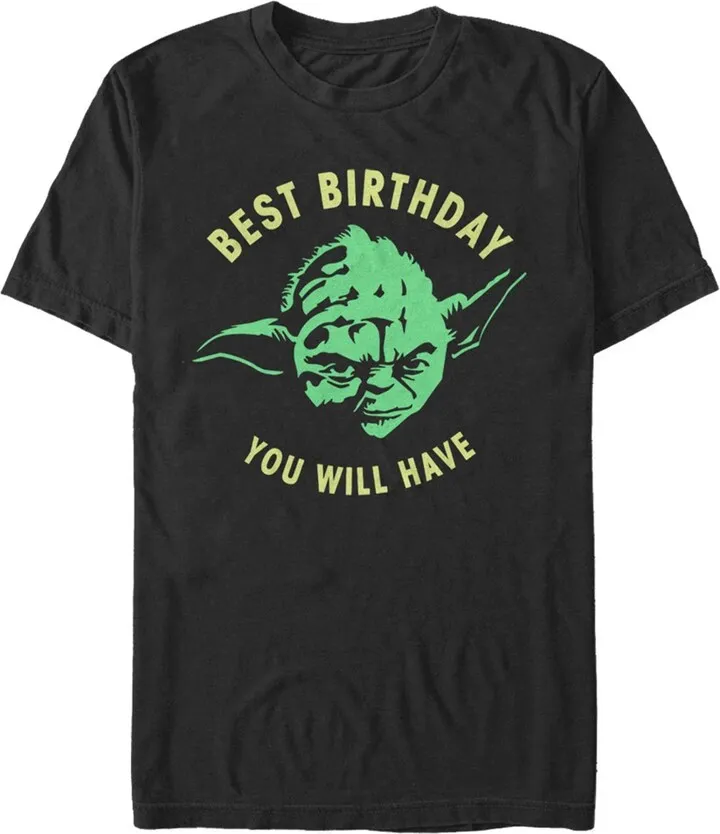 Men's Star Wars Yoda Best Birthday You Will Have Stencil T-Shirt - Black - 4X Large