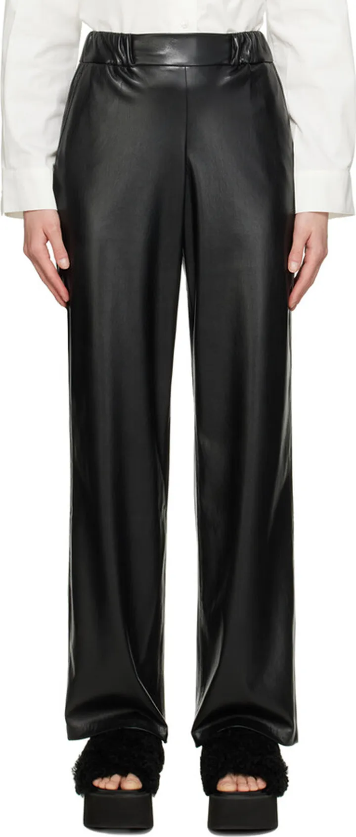 ANINE BING Black Koa Faux-Leather Trousers