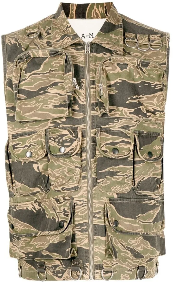 Camouflage-Print Cargo Vest