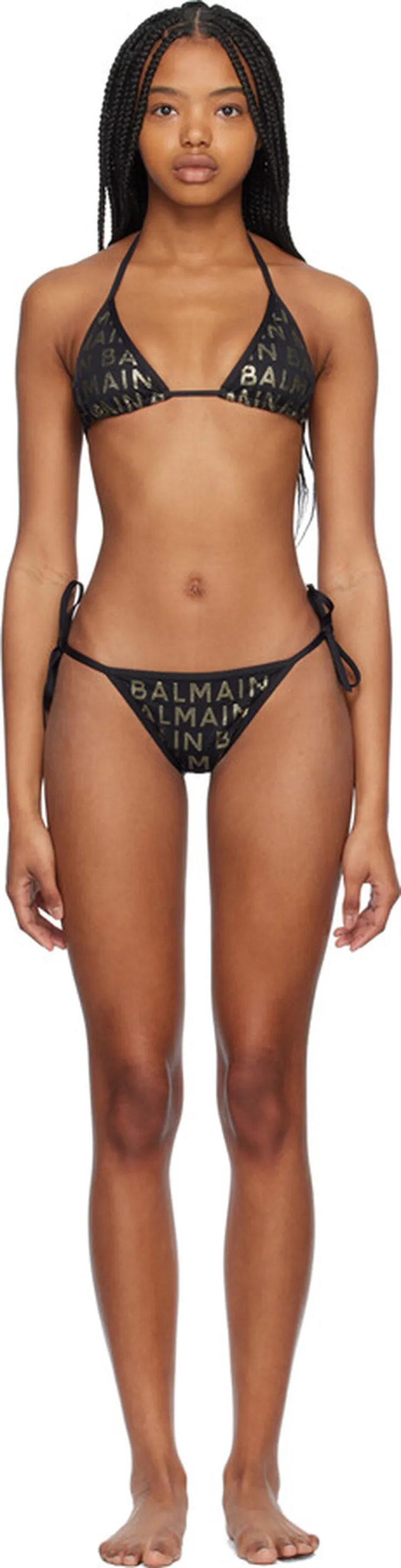 Balmain Black Glitter Bikini