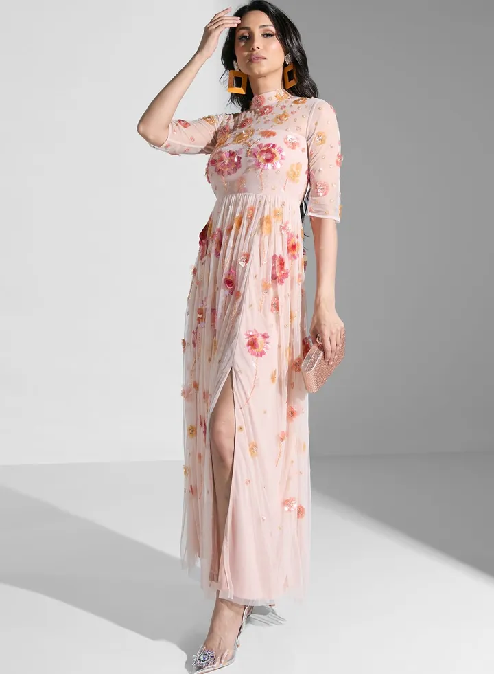 Embellished Tiered Dress