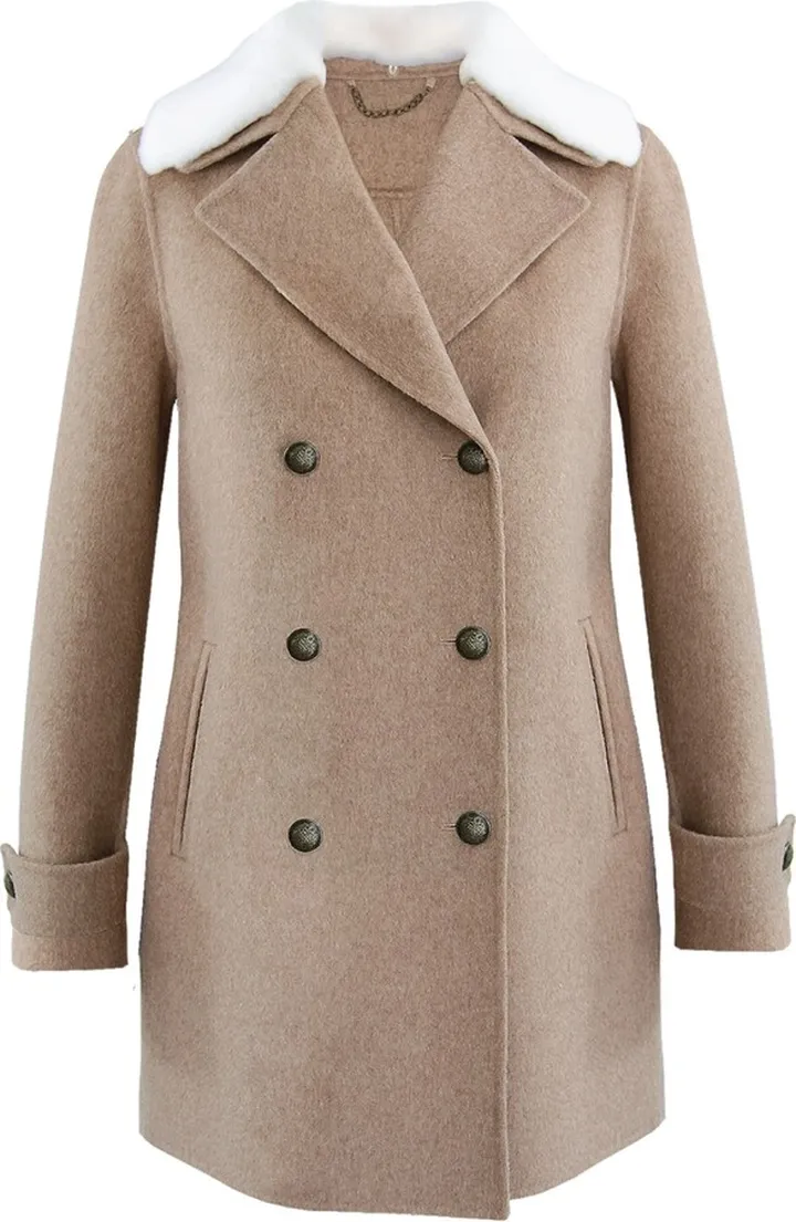 Belle & Bloom - Liberty Sherpa Collar Wool Blend Coat - Oat