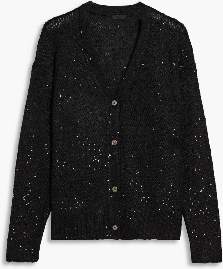 Sequin-embellished knitted cardigan