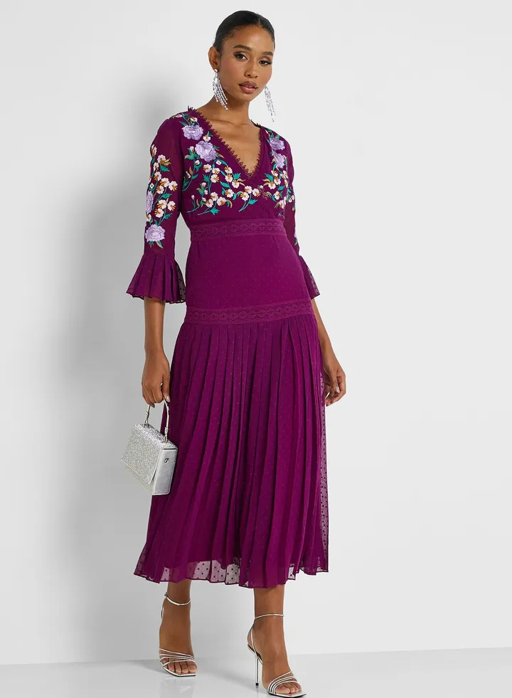 Floral Printed Wrap Detail Dress