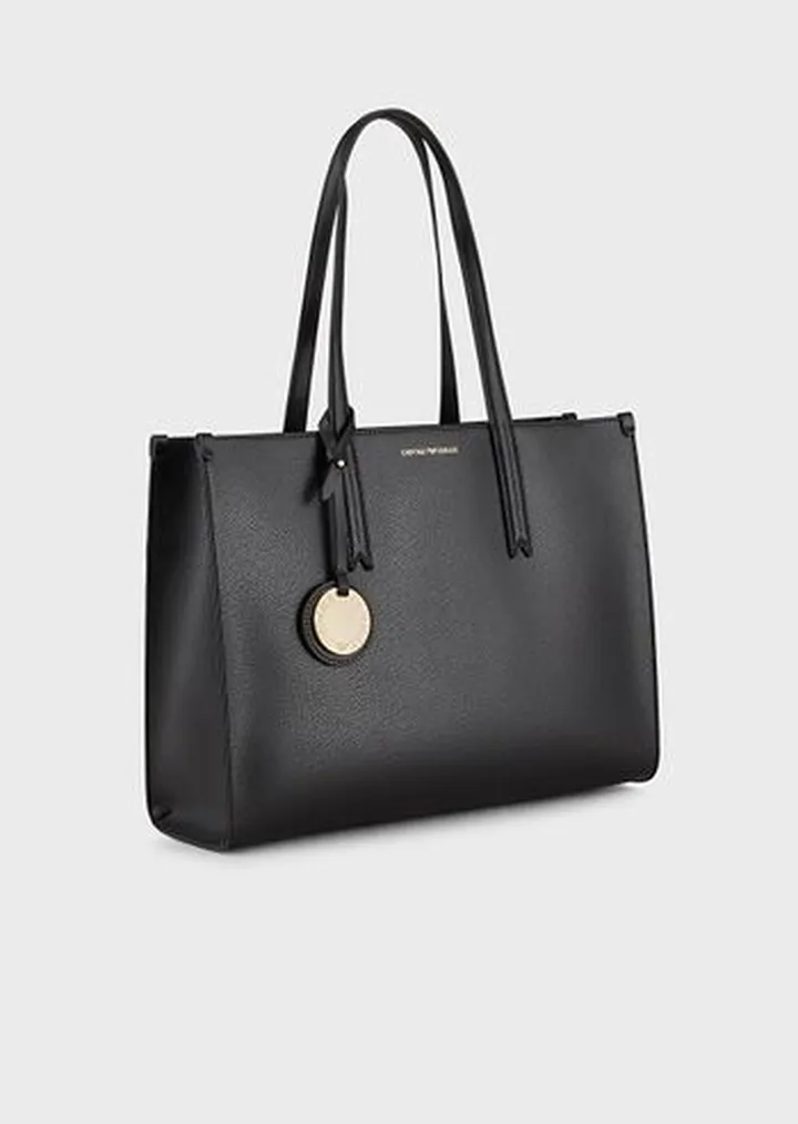 Palmellato leather-finish shopper bag with charm