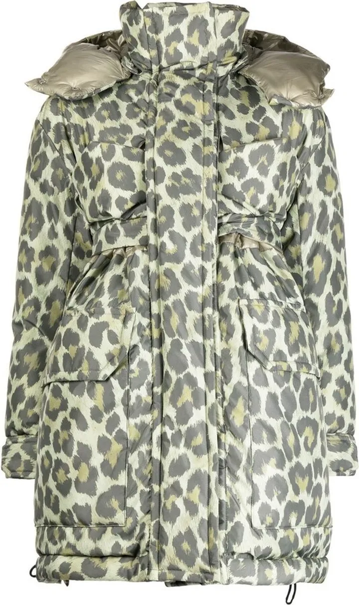 Leopard-Print Hooded Puffer Jacket