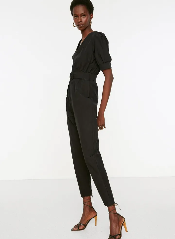 Puff Sleeve Pocket Detail Jumpsuit