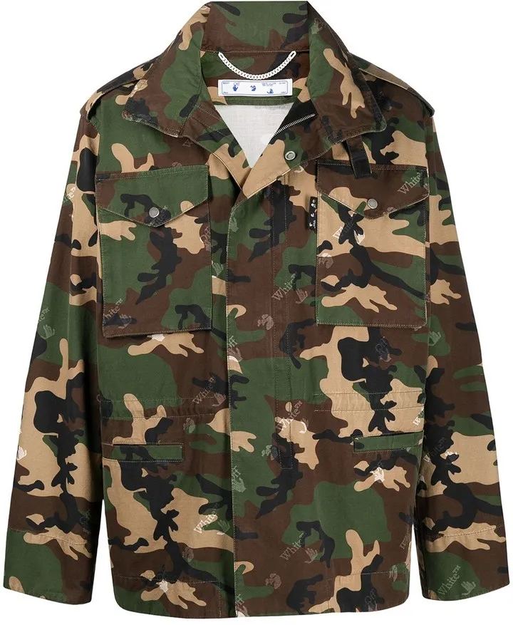 Camouflage-Print Zip-Up Bomber Jacket