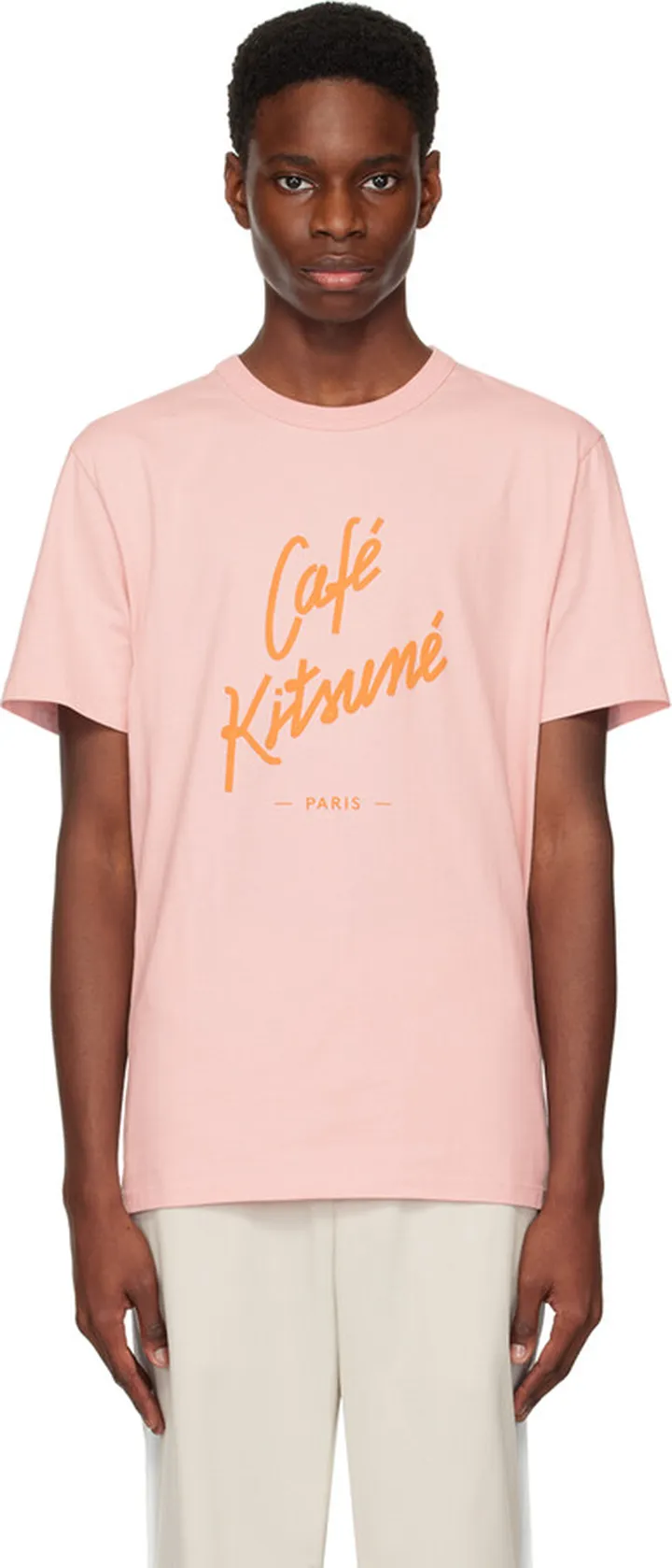 Maison Kitsuné Pink 'Café Kitsuné' T-Shirt