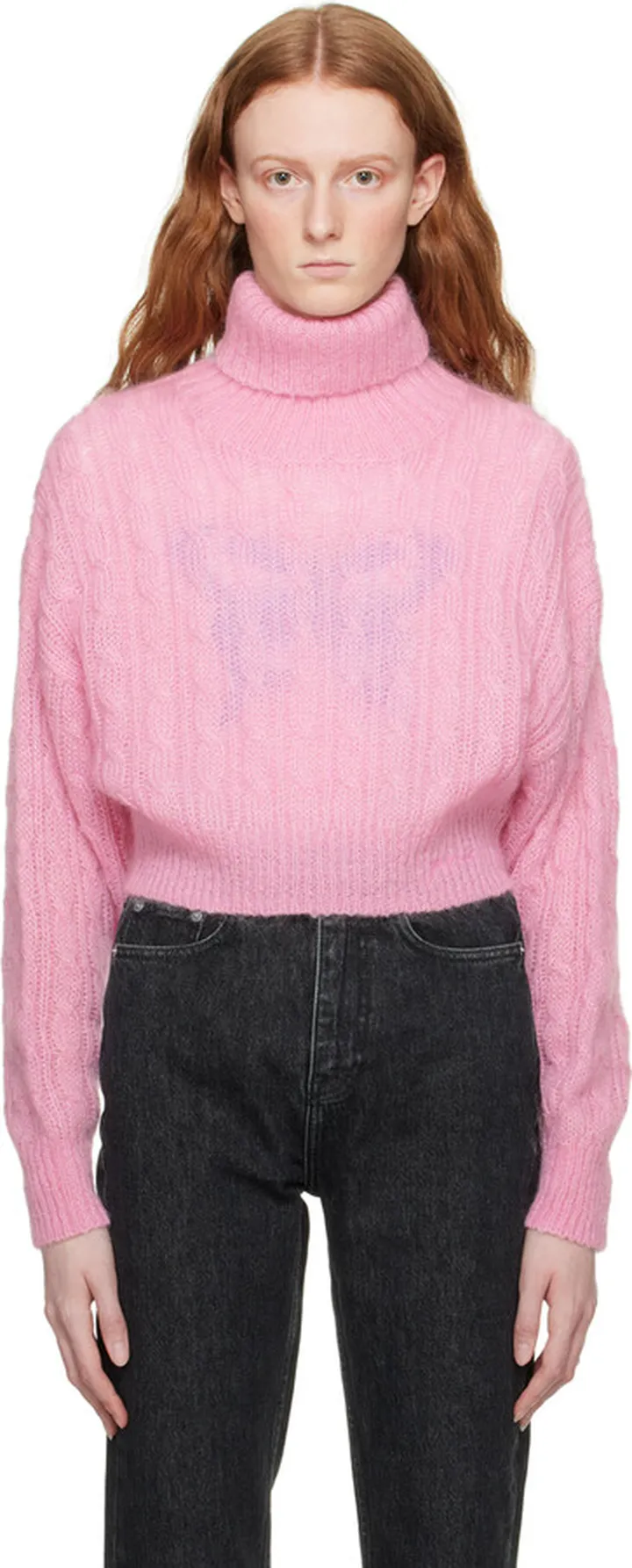 GANNI Pink Cropped Turtleneck