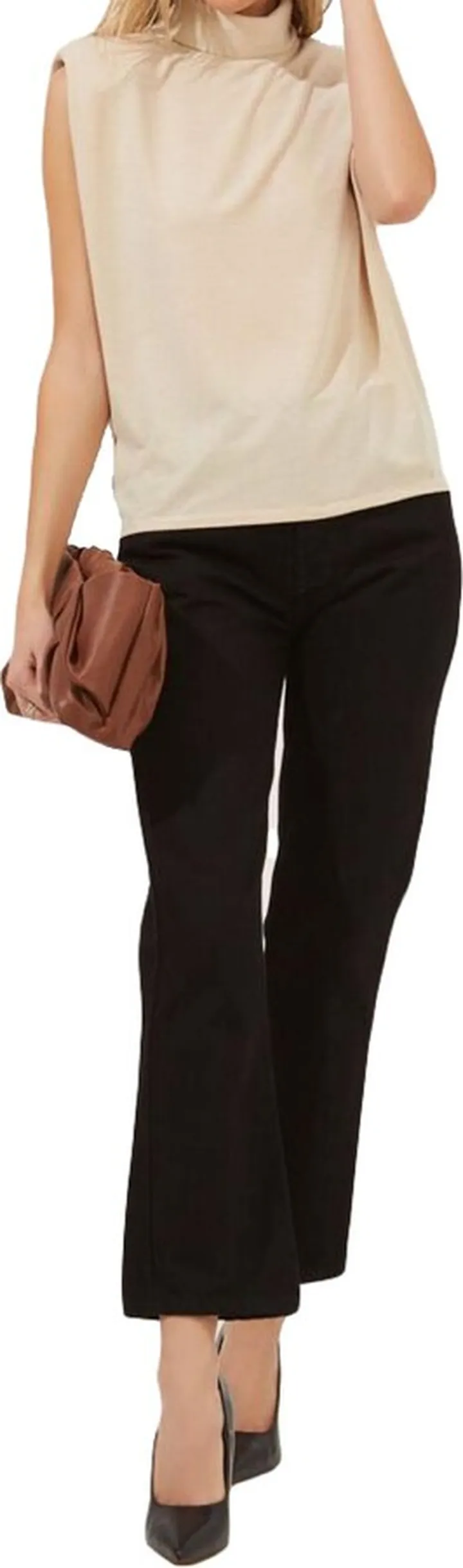 Roxette Womens Strutured Sleeveless Turtleneck Top