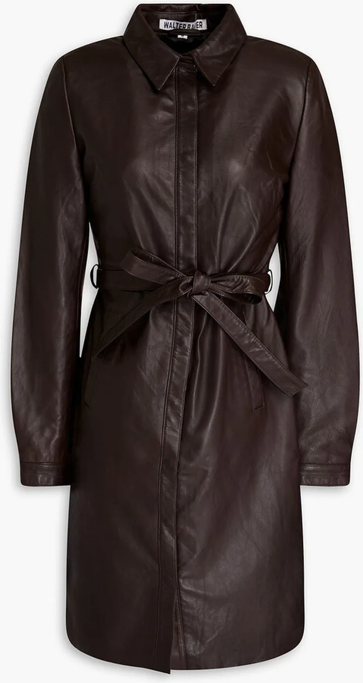 Clara belted leather shirt dress