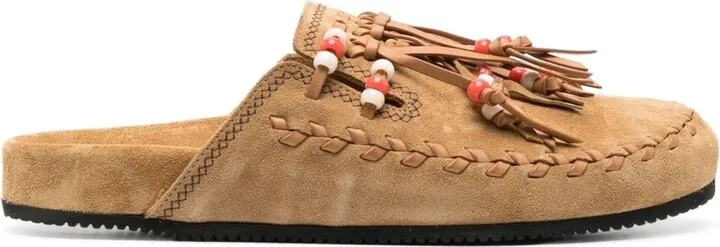 Salvation Mountain Tassel-Detail Suede Slippers