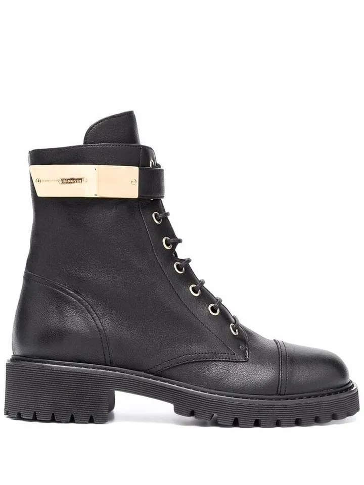 Lace-Up Leather Combat Boots