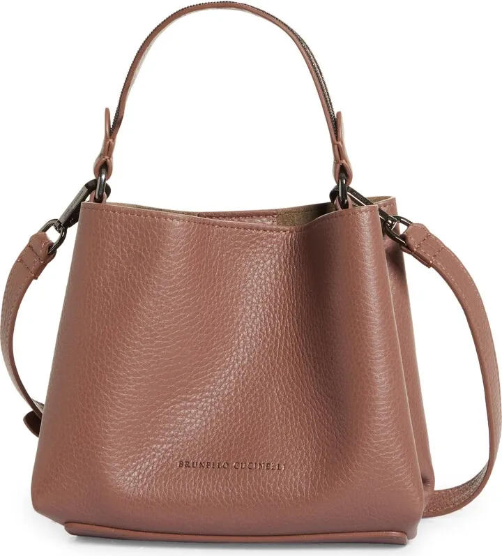 Mini Textured Leather Crossbody Tote