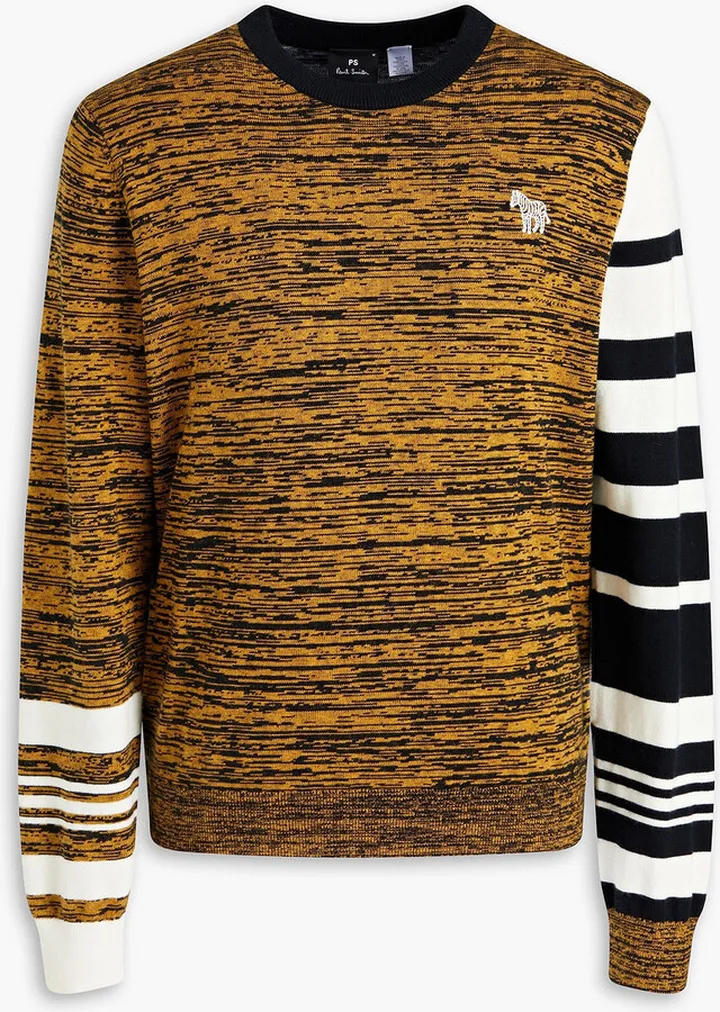 Space-dyed striped cotton-blend sweater