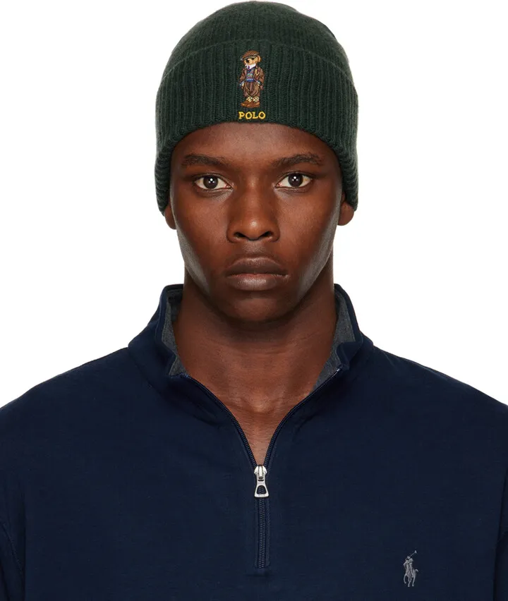 Polo Ralph Lauren Green Heritage Bear Beanie