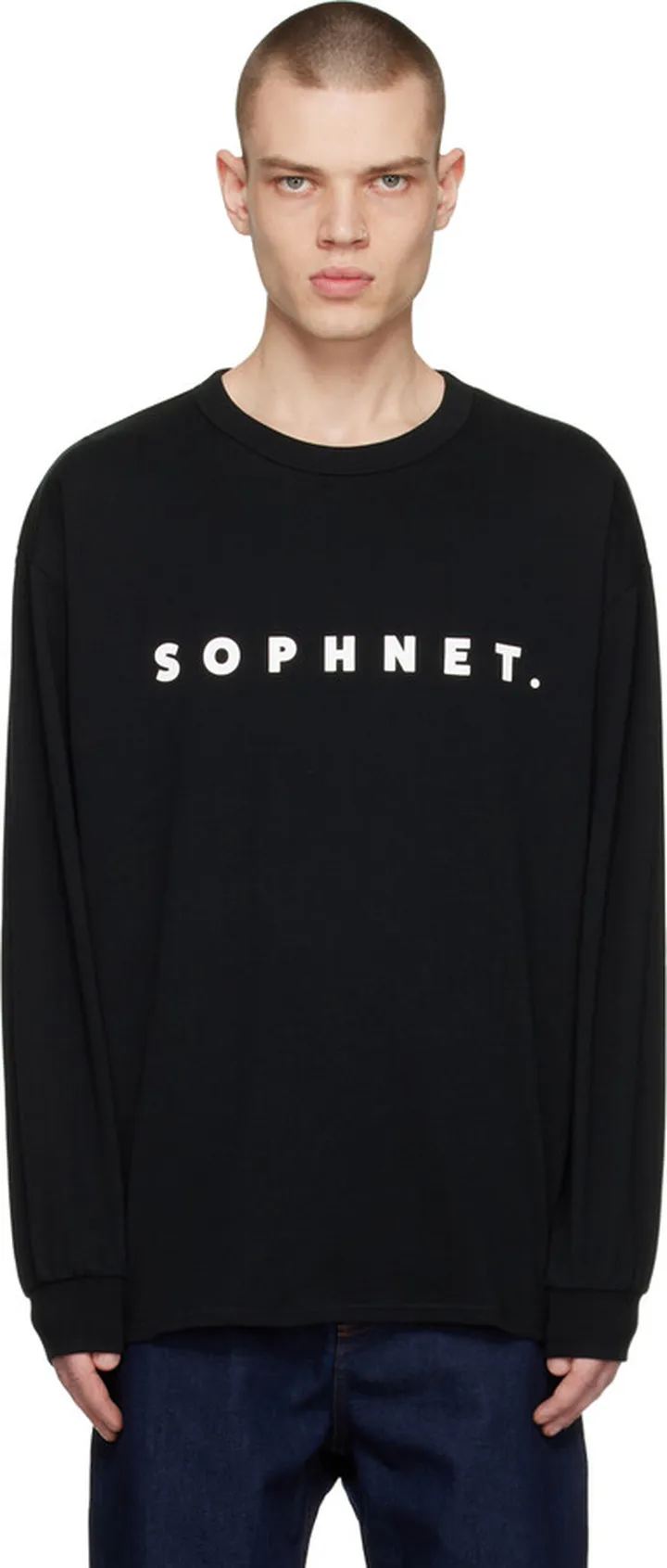 SOPHNET. Black Printed Long Sleeve T-Shirt