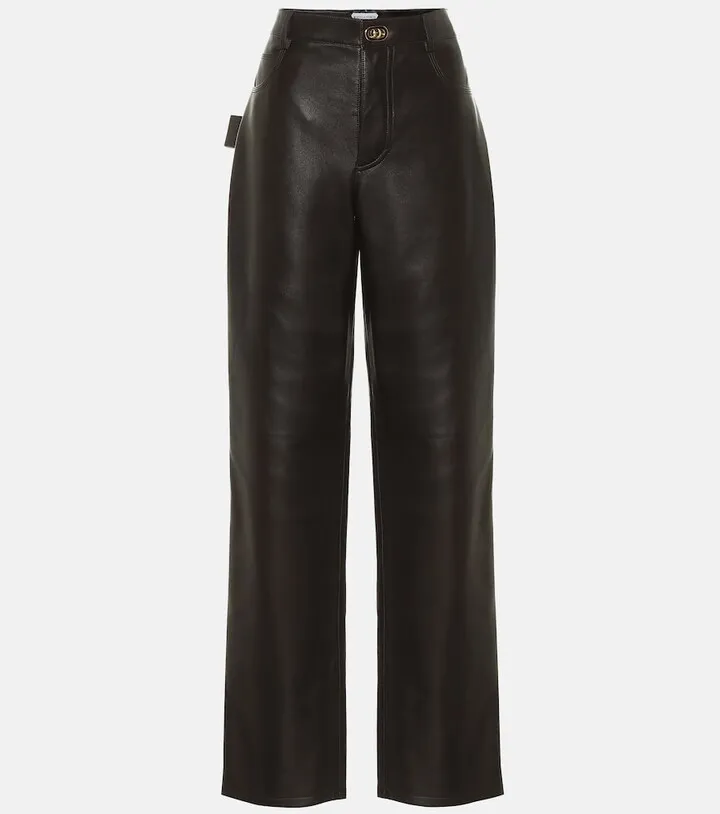 High-rise leather pants
