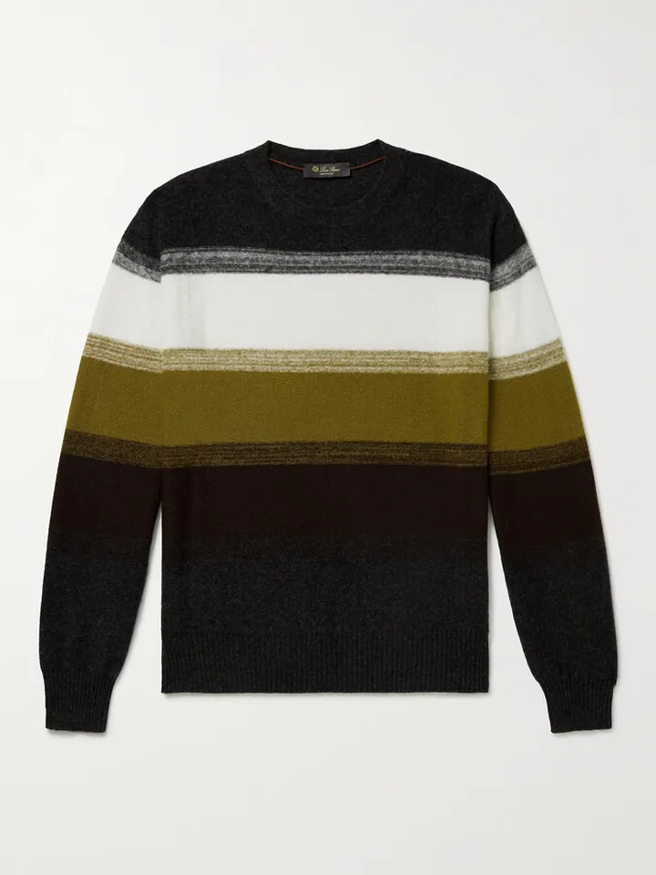 Glenshell Striped Cashmere and Silk-Blend Sweater