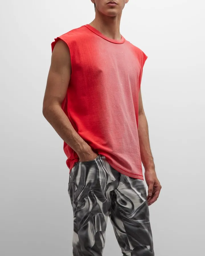 Men's Textured Jersey Sleeveless T-Shirt