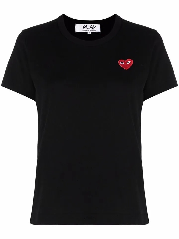 heart-embroidered cotton T-shirt