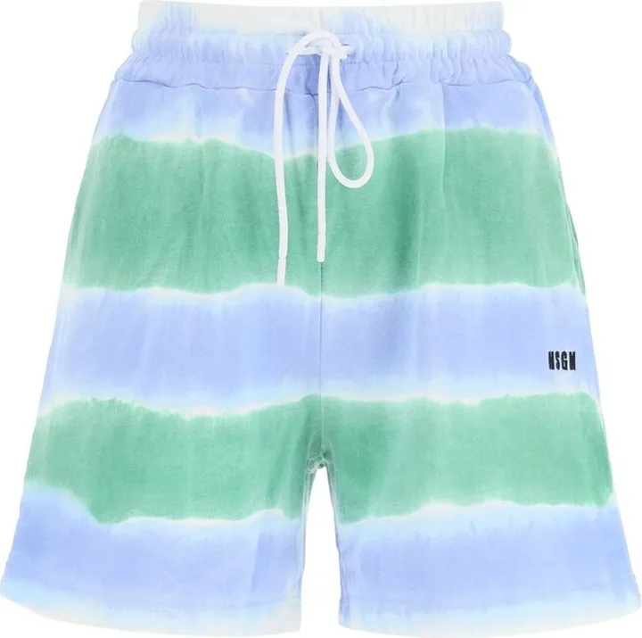 MSGM Striped Tie-Dye Jersey Shorts