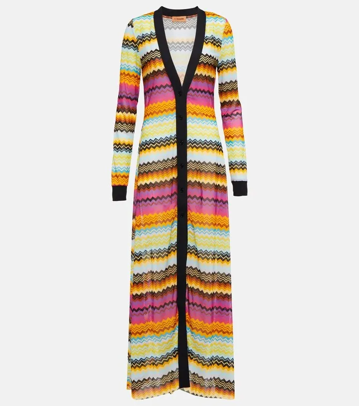 Printed deep V-neck maxi dress
