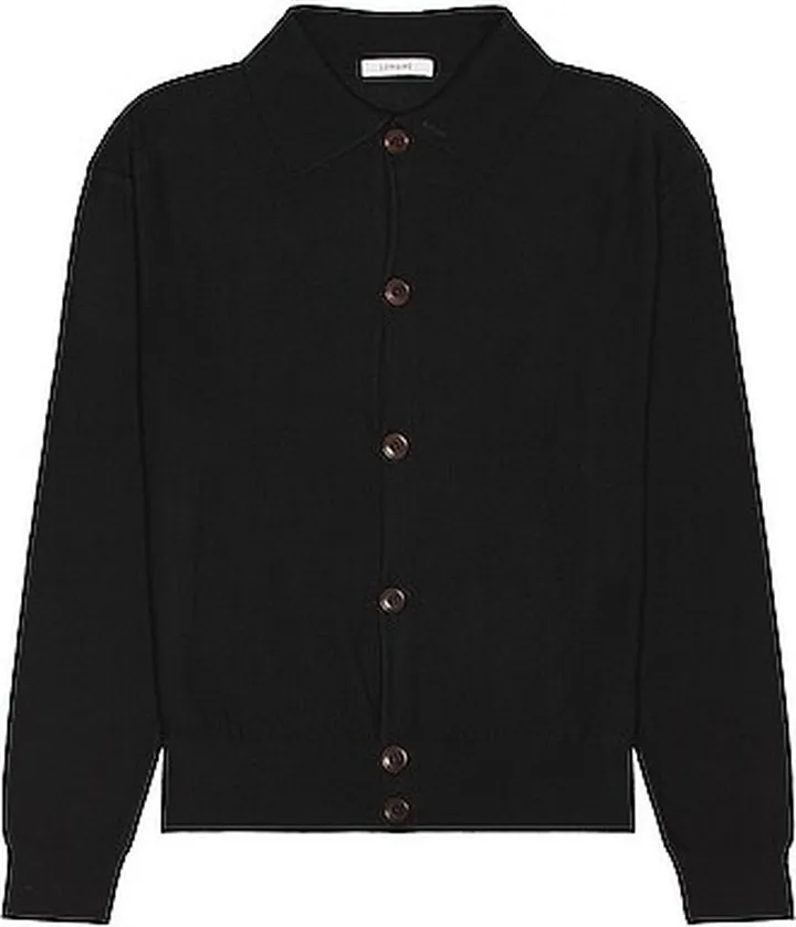Lemaire Convertible Collar Knit Shirt in Black