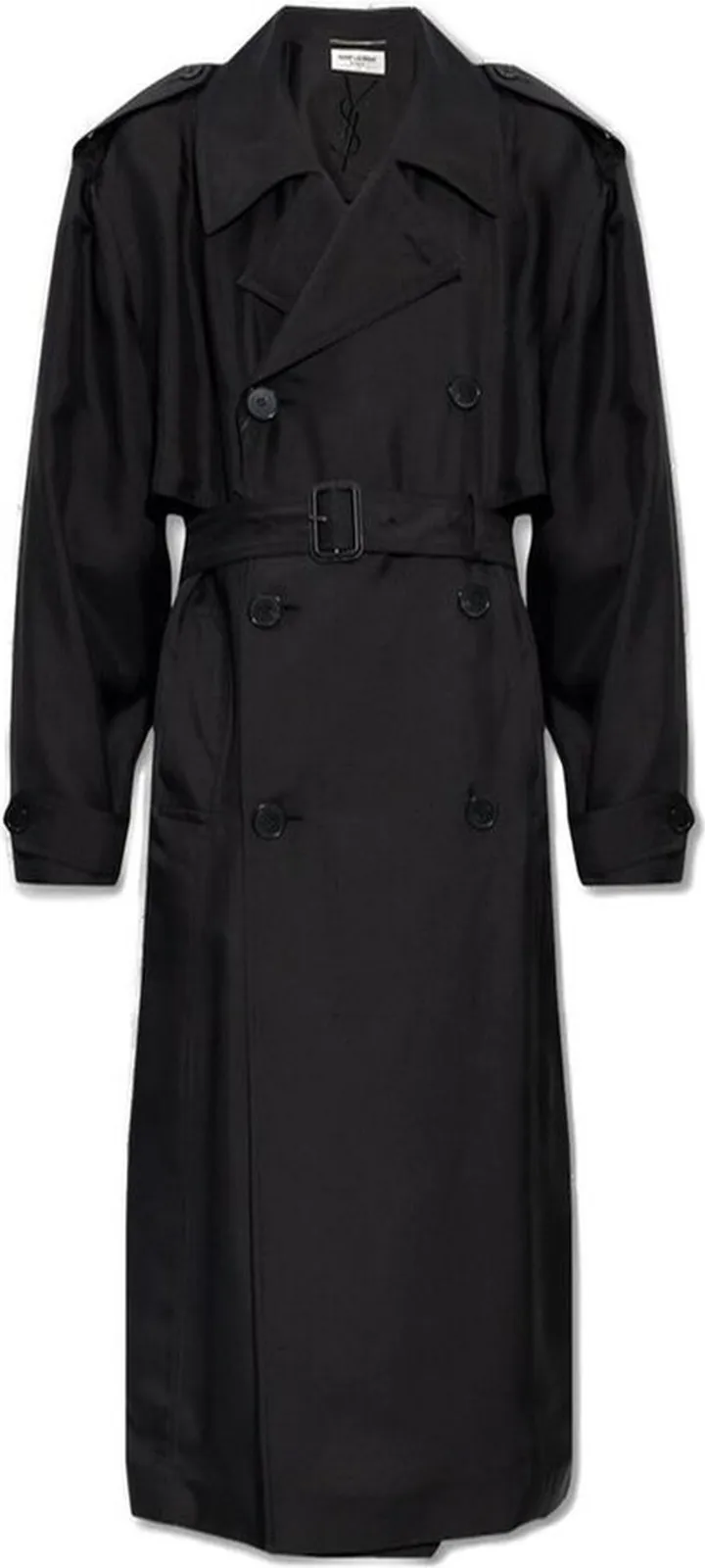 Saint Laurent Belted Long-Sleeved Trench Coat
