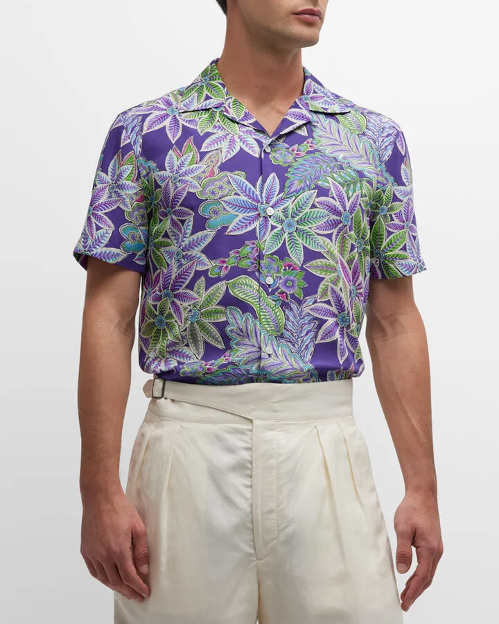 Men's Archer Floral Silk Camp Shirt