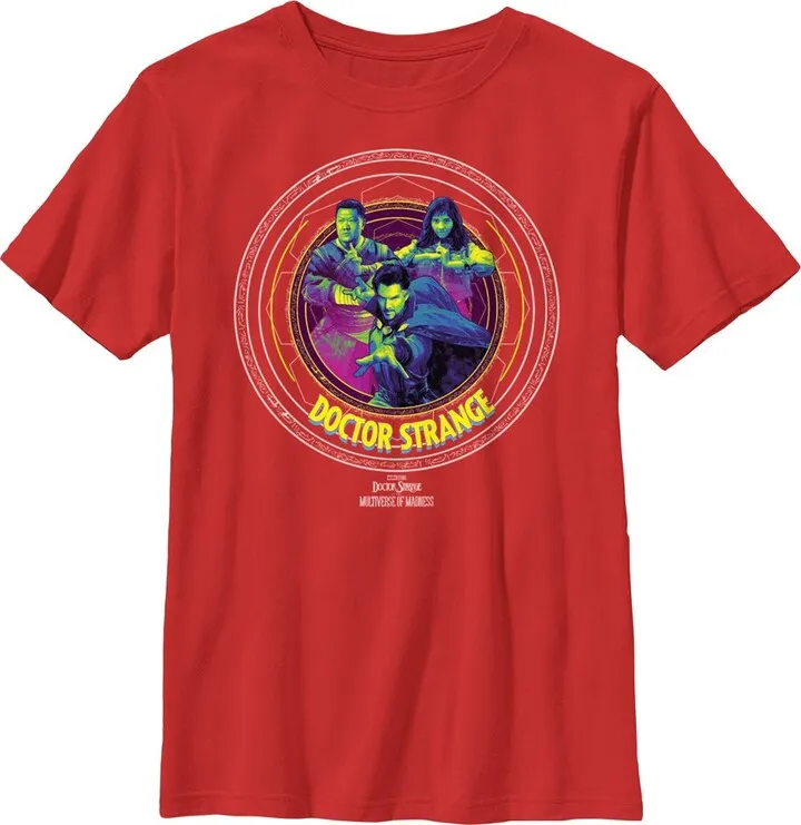 Boy's Marvel Doctor Strange in the Multiverse of Madness Character Logo T-Shirt - Red - Medium