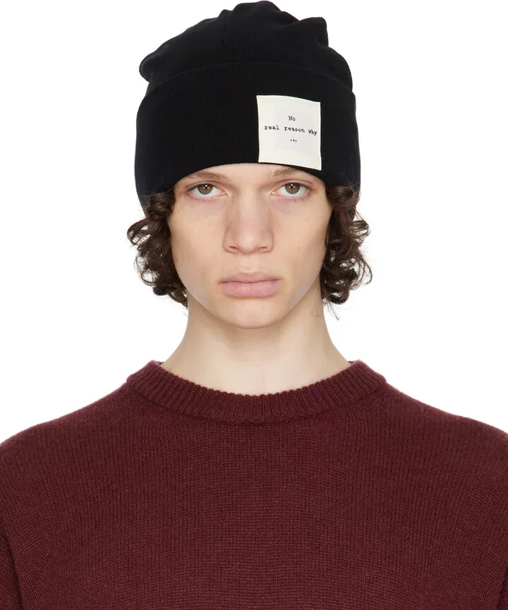 Isabel Benenato Black Patch Beanie