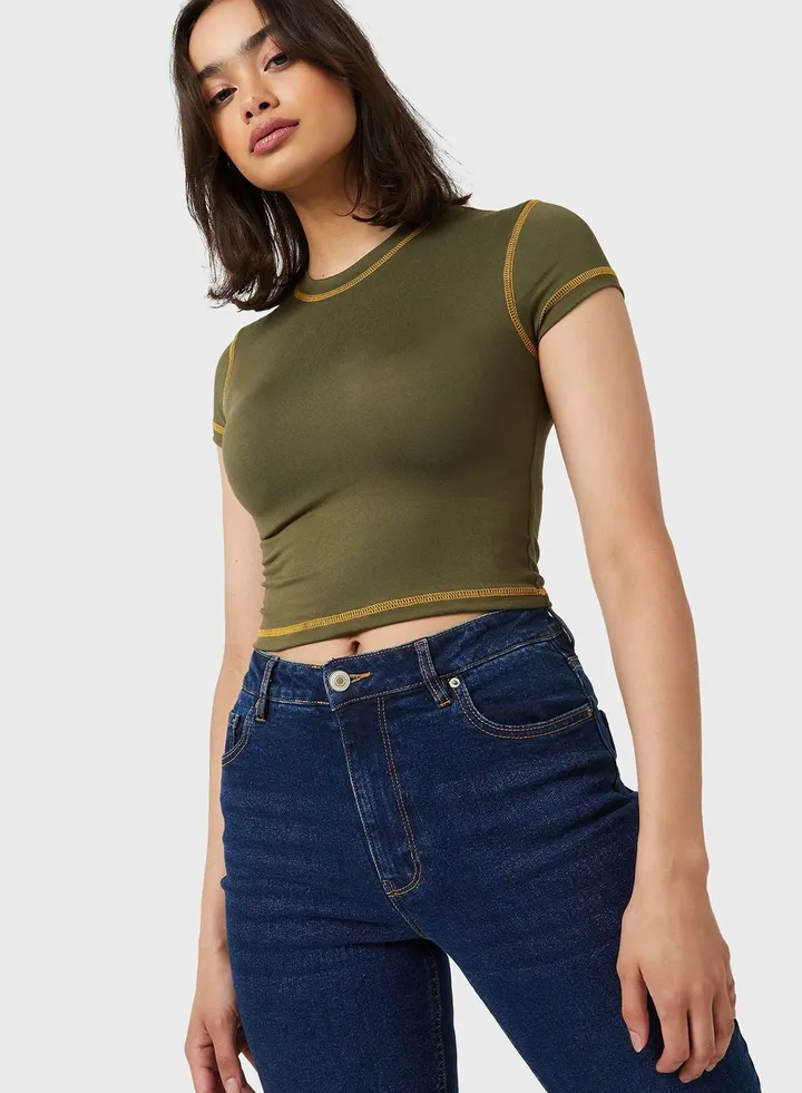 Crew Neck Crop T-Shirts