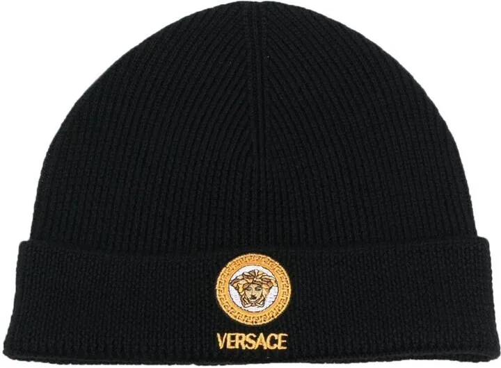 Medusa-embroidered wool beanie