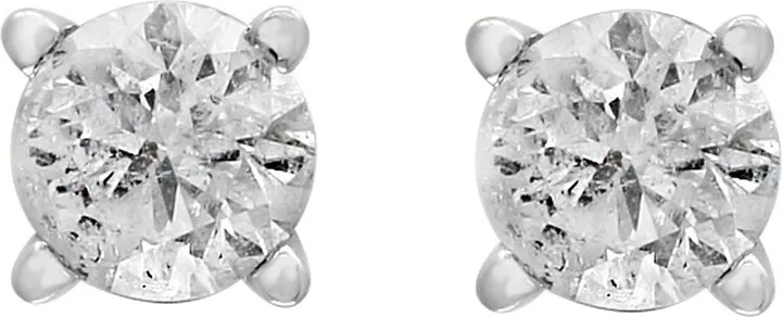 14K White Gold Round Diamond Stud Earrings - 0.25 ctw.